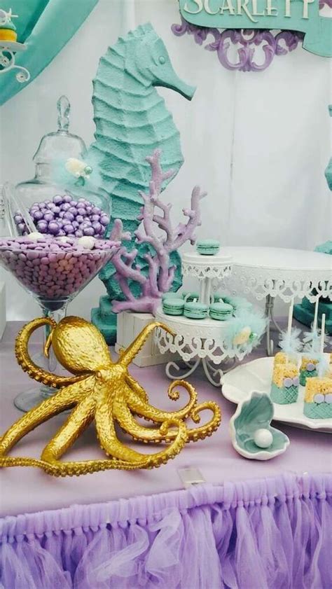 Mermaids Birthday Party Ideas Photo 6 Of 16 Mermaid Theme Birthday Party Little Mermaid