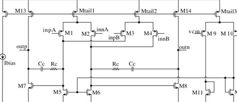 The Schematic Of The Four Input Opamp Download Scientific Diagram