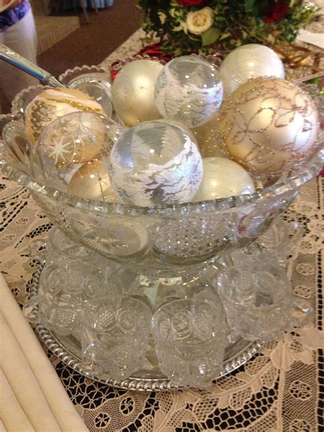 Punch Bowl Full Of Christmas Glass Ornaments Using What You Have To