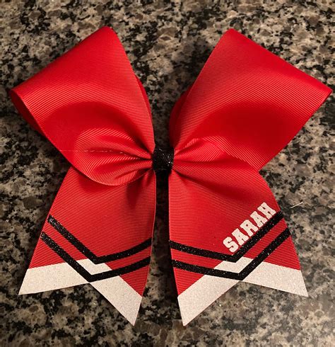 Red Cheer Bow Great Practice Cheer Bow With Name Or Any Text Custom Squad Bows Bulk Cheer Bow
