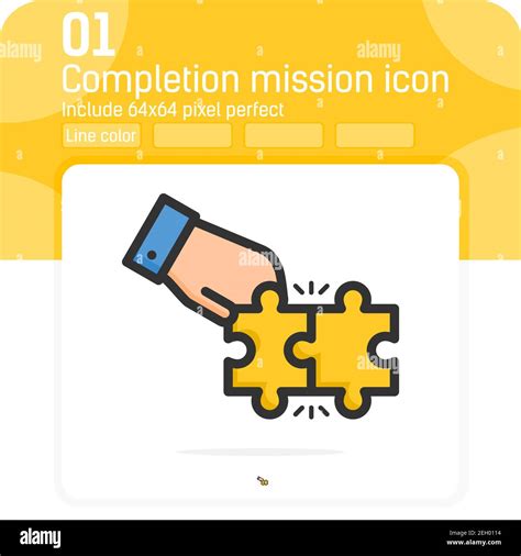Completion Mission Icon Concept With Line Color Style Isolated On White