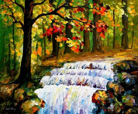 Spring Stream — Palette Knife Oil Painting On Canvas By