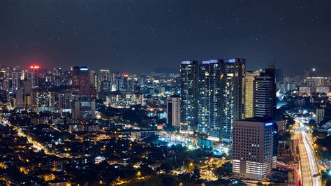 Wallpaper Night City City Lights Starry Sky Kuala Starry Sky In