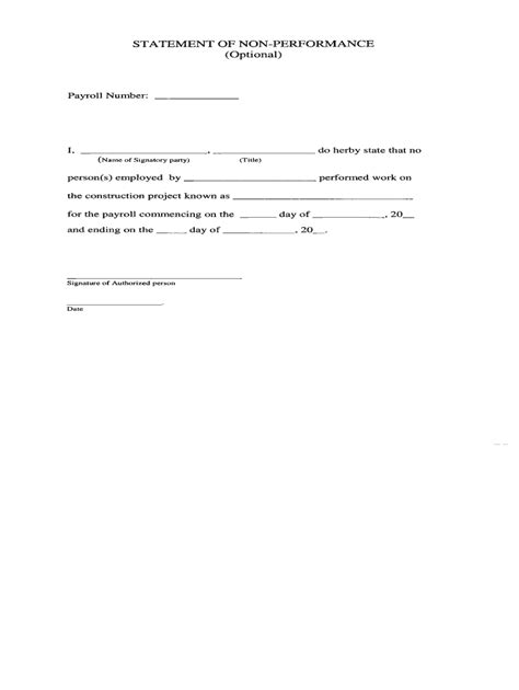 Statement Of Non Performance Fill And Sign Printable Template Online