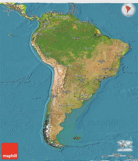 Satellite 3d Map Of South America Physical Outside Satellite Sea