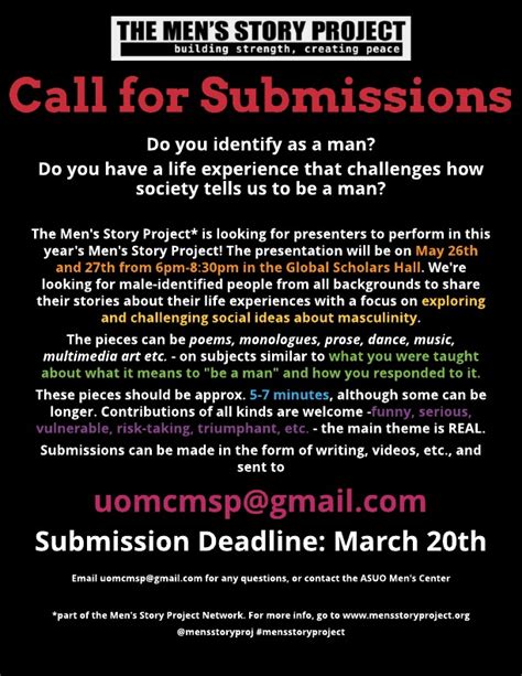 Call For Submissions Mens Story Project