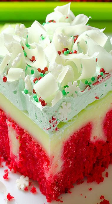 Cake with jello drizzles poked throughout, and topped with a smooth layer of whipped cream! Christmas Red Velvet Poke Cake | Recipe | Poke cake ...