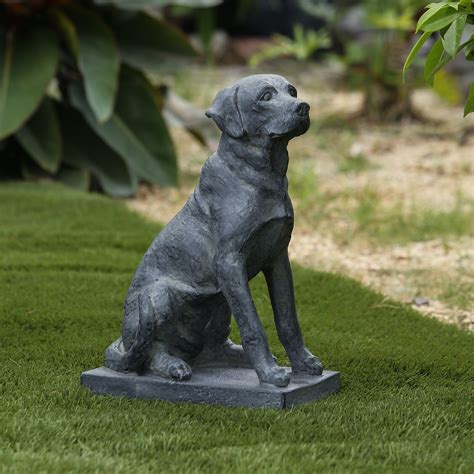 Laying Labrador Retriever Dog Concrete Statue Pet Memorial Garden Decor