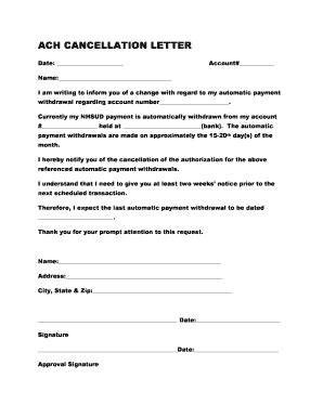 It may hurt your credit score, and the debt the company says you owe won't simply vanish. Printable automatic payment cancellation letter - Fill Out & Download Forms & Templates in PDF ...