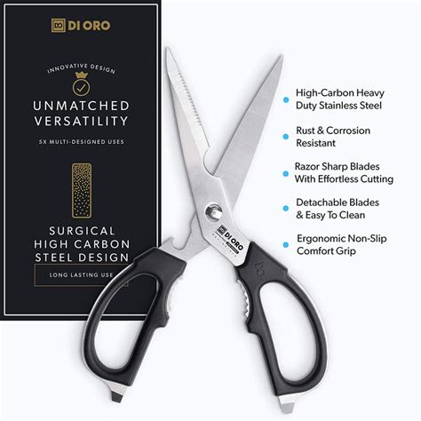 High Carbon Stainless Steel Multi Purpose Kitchen Scissors Di Oro