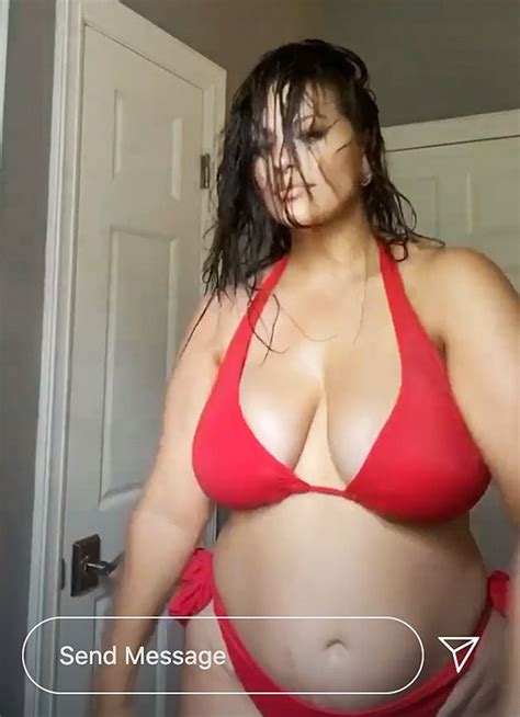 Ashley Graham Shows Off Her Body In Red Bikini While Dancing In Bathroom