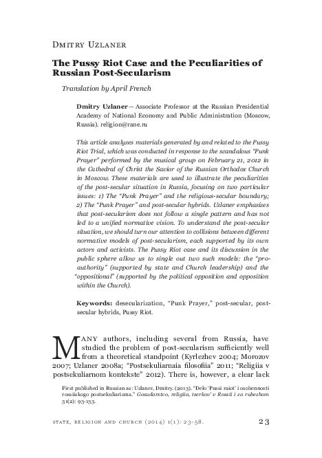 Pdf The Pussy Riot Case And The Peculiarities Of Russian Post