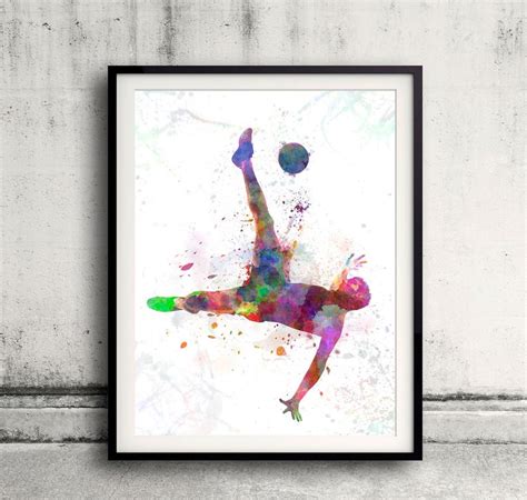 Man Flying Kicking Playing Soccer Football 8x10 In To 12x16 Etsy