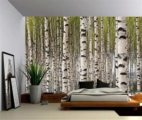 Birch Tree Forest Large Wall Mural Self Adhesive Vinyl Etsy
