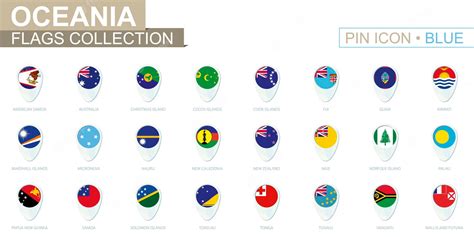 Premium Vector Oceania Flags Collection Big Set Of Blue Pin Icon