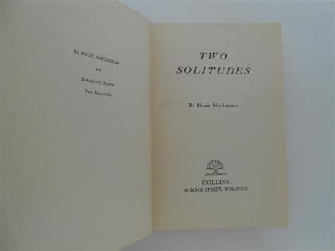 Two Solitudes By Maclennan Hugh Very Good Minus Hard Cover 1945