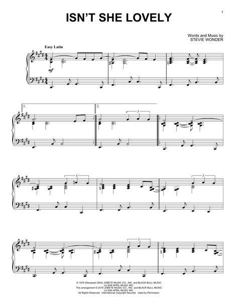 Isn't She Lovely sheet music by Stevie Wonder (Piano - 162704)