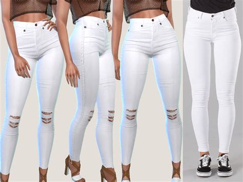 Bianca White Denim Jeans By Pinkzombiecupcakes Sims 4 Female Clothes