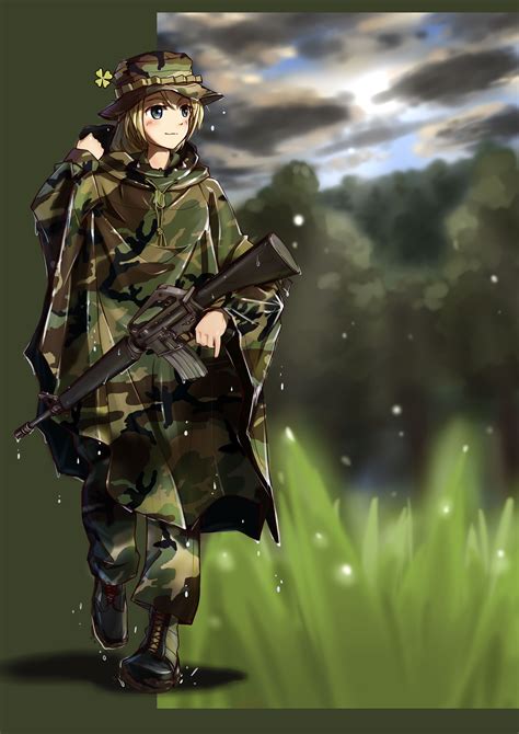 Download 2480x3508 Anime Girl Military Uniform Guns