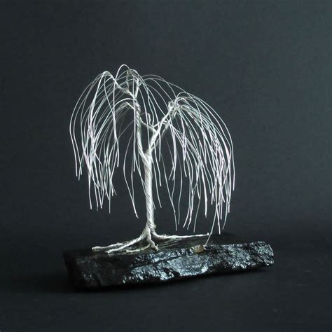 Weeping Willow Tree Sculpture Wire Tree Art Silver Anniversary T