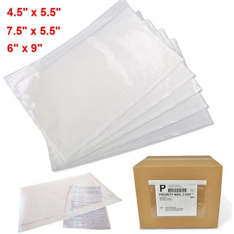 100 500 Packing List Envelopes 45x55 75x55 6x9 Clear Self Seal