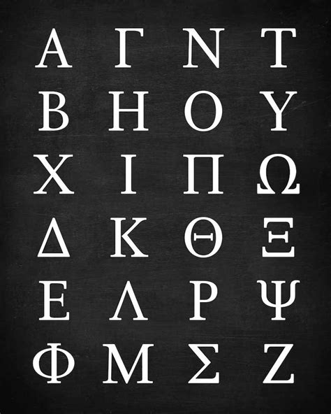 Greek Alphabet Poster Greek Letters Symbols Greek Language Etsy