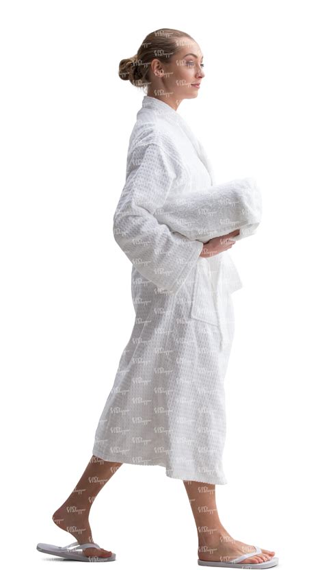 Woman In A White Bathrobe Walking Vishopper