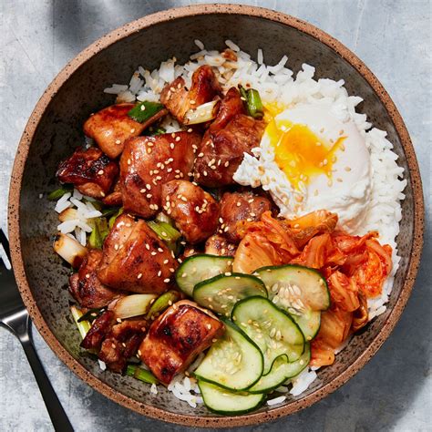 Chicken And Kimchi Bowls Recipe Rice Recipes For Dinner Rice Bowls