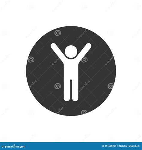 Man Raised Two Hands White Icon Vector Simple Isolated Illustration