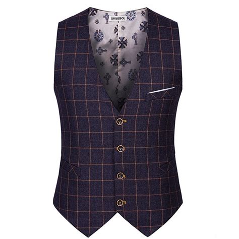 High Quality Spring Autumn Men Plaid Suit Vests Male Single