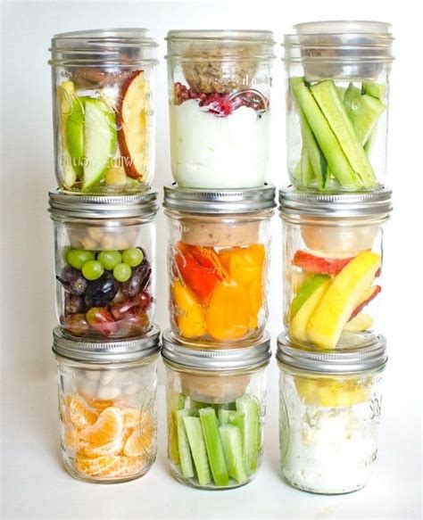 Easy Lunches For Work Mason Jars Filled With Different Meals Fruits