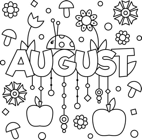 Monthly August Colouring Page Printable - Thrifty Mommas Tips