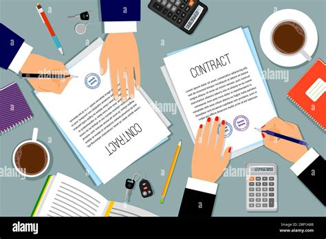 Signing Contract Or Shipping Document Vector Illustration Businessman