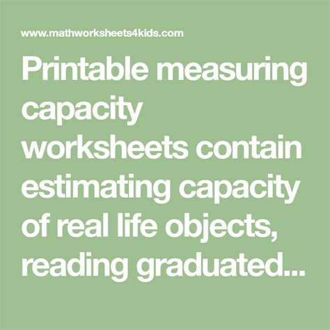 Printable Measuring Capacity Worksheets Contain Estimating Capacity Of