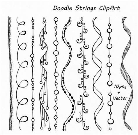 Doodle Strings Clipart String Borders Clip Art Digital Etsy