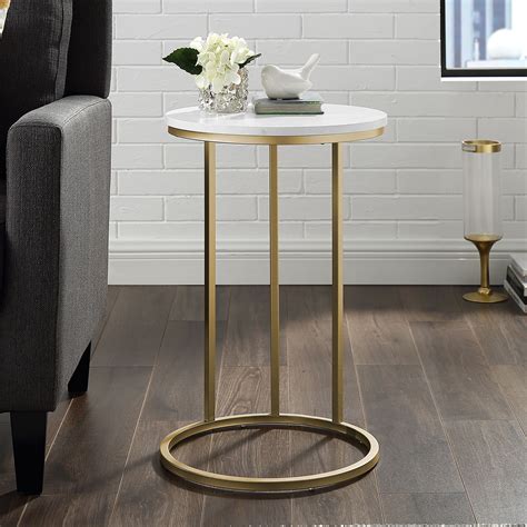 Free 2 Day Shipping Buy Athena Faux Marblegold C Shaped End Table By