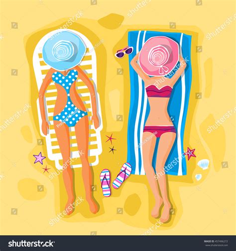 Woman Lying Beach Sand Sunbathing Seaside Stock Vector Royalty Free Shutterstock