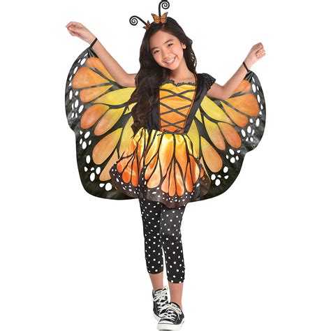 Girls Monarch Butterfly Costume Medium 8 10 2 Pcs Multicolor