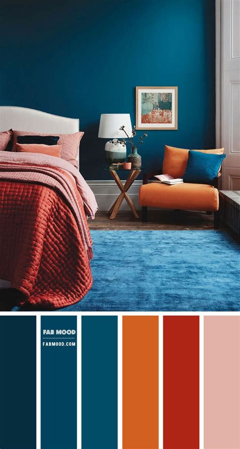 Greek island living room in blue and orange | house tour via coco kelley. Burnt Orange + Dark Coral + Teal Bedroom For Modern Chic ...