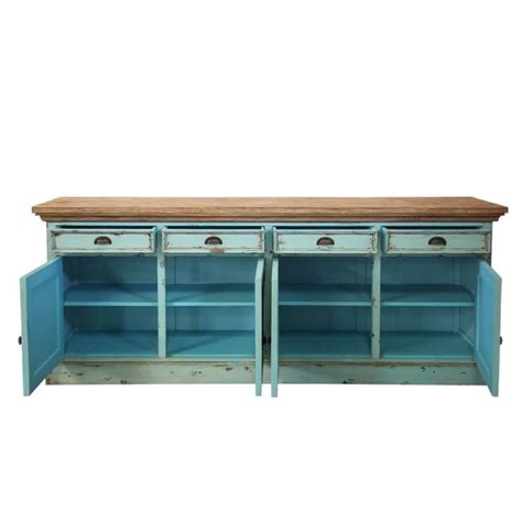 scranton ocean blue two tone solid wood extra long sideboard