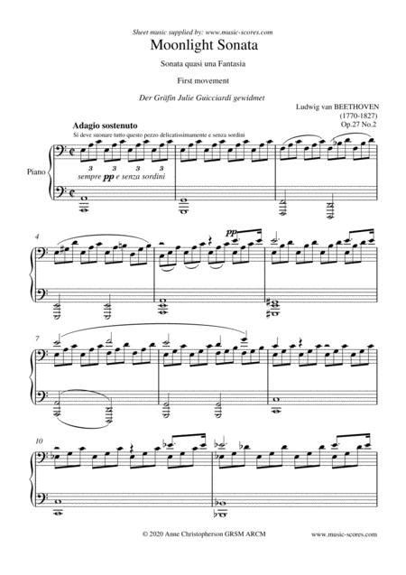 Moonlight Sonata 1st Movement A Minor Lower By Ludwig Van Beethoven