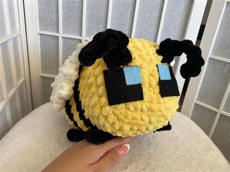 Big Cute Minecraft Bee Plush Crocheted Amigurumi Minecraft Etsy