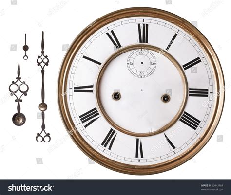 Old Clock Face And Hands Isolated On White Stock Photo 20943184