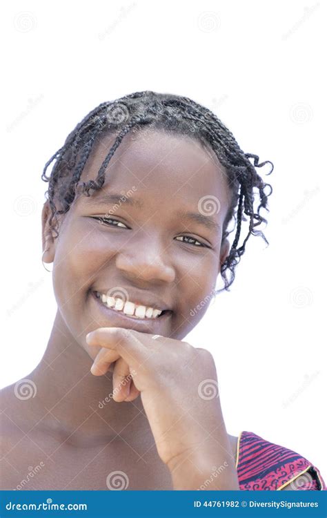 Portrait Of A Natural Afro Beauty Isolated No Make Up Stock Photo