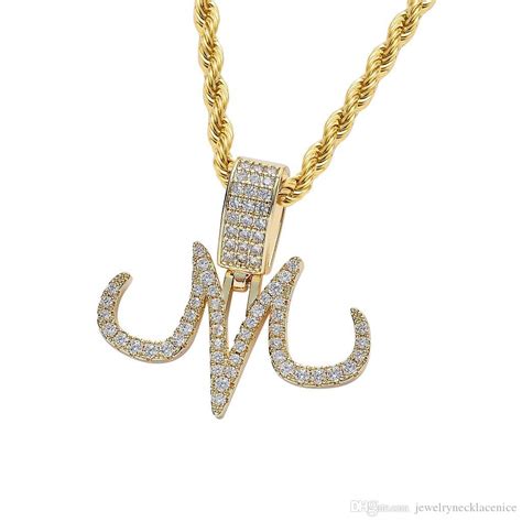 Wholesale Iced Out Majin M Letter Pendant Cubic Zirconia Micro Paved