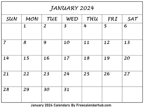 Free Print January 2023 Calendar Printable Freecalendarhub