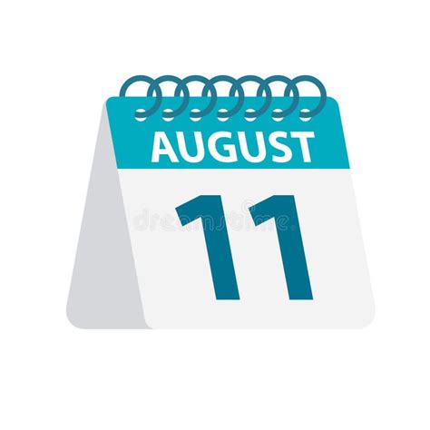 August 11 Calendar Icon Vector Illustration Of One Day Of Month