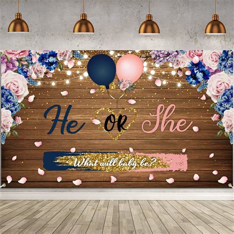 Buy Gender Reveal Backdrop Banner He Or She What Will Baby Be Pregnancy