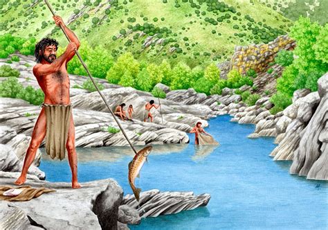 Marcos Oliveira Salmon Fishing In The Coa Valley Paleolithic Stone