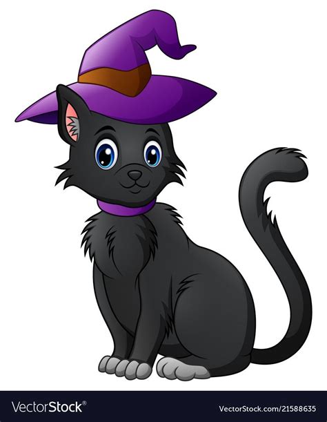 Cartoon Black Cat In A Halloween Vector Image On Vectorstock